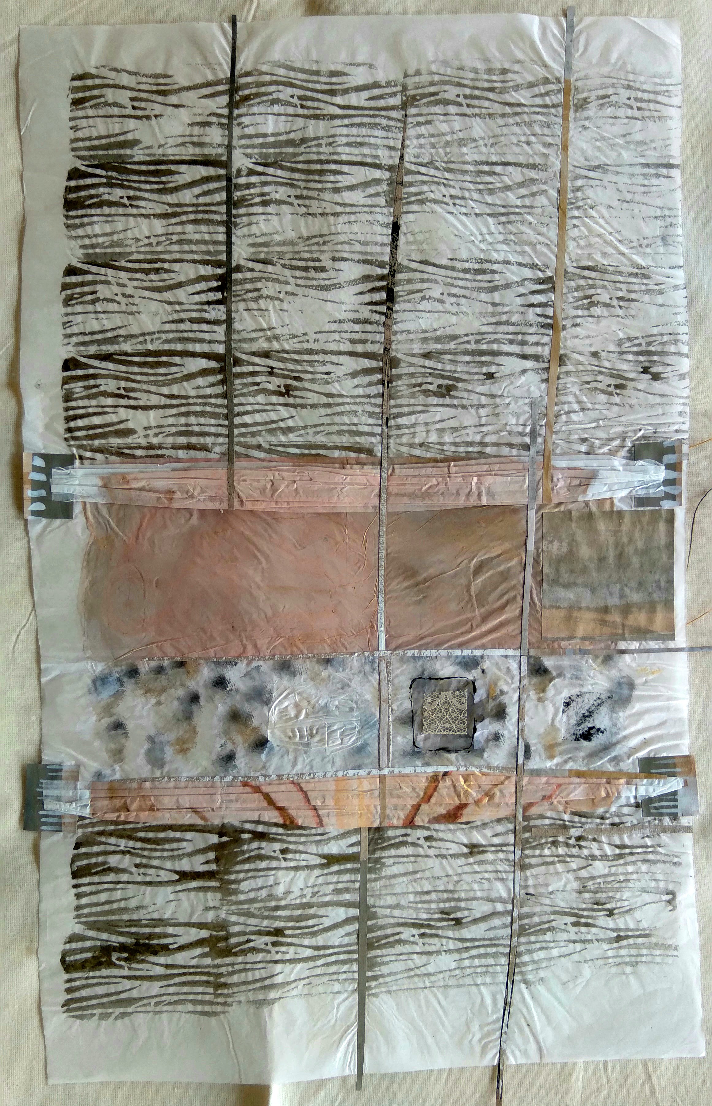 Seda XXIII — 2021 — 0.30m x 0.50m. Acrílico sobre papel de seda. Colagem. Carimbo — Fabio Crisanti
